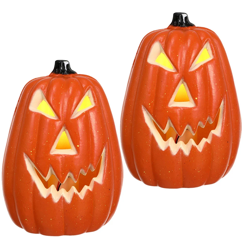 

2 Pcs Outdoor Halloween Ghost Festival Decorative Lights LED Pumpkin Lantern Skull Lanterns (2pcs) Fall Plastic Pumpkins Lamp