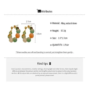 أقراط طوق من الحجر الطبيعي مع الخرز الملون النمط الصيني الجديد للنساء الإبداعية الحساسة خمر الحزب مجوهرات الأزياء الممتازة أفضل 6 مبيعات أقراط صينية - رقم 5