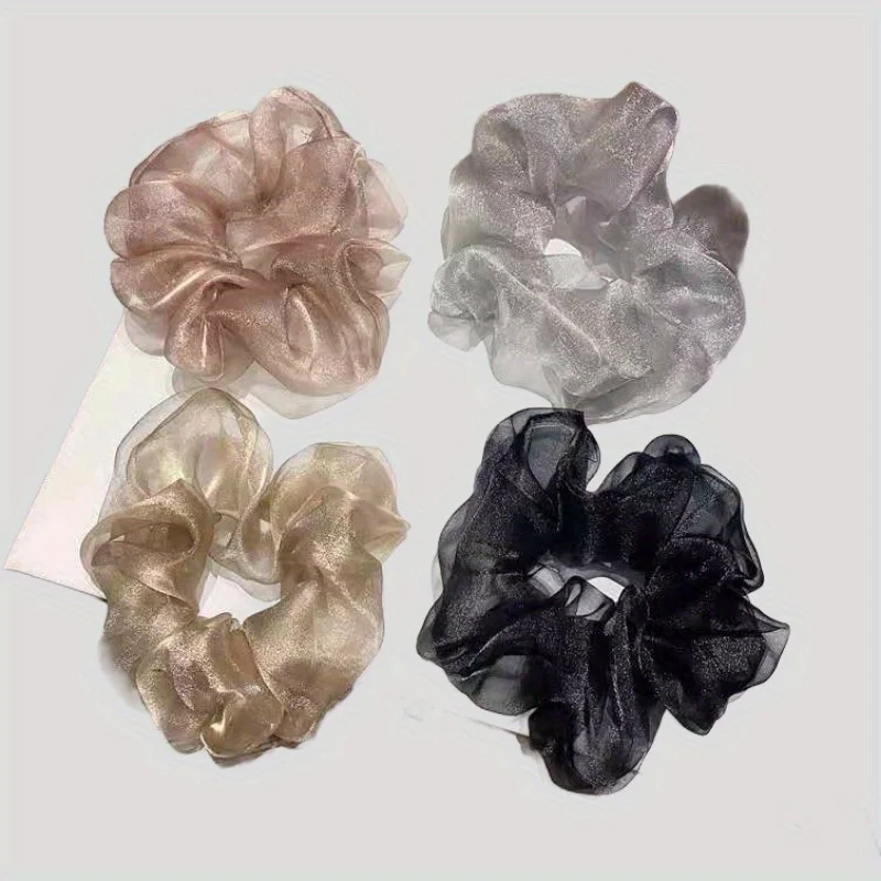 

Elegant Luxury Glossy Yarn Scrunchies Set Soft No Snag Hair Ties for Women And Girls Daily Ponytail Holder Gentle on Hair