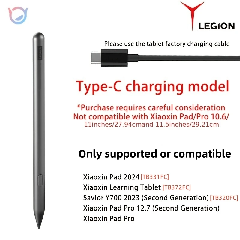 قلم Lenovo Original Xiaoxin Stylus - اتصال بلوتوث، 4096 مستوىًا من حساسية الضغط، متوافق مع Legion Y700 2023