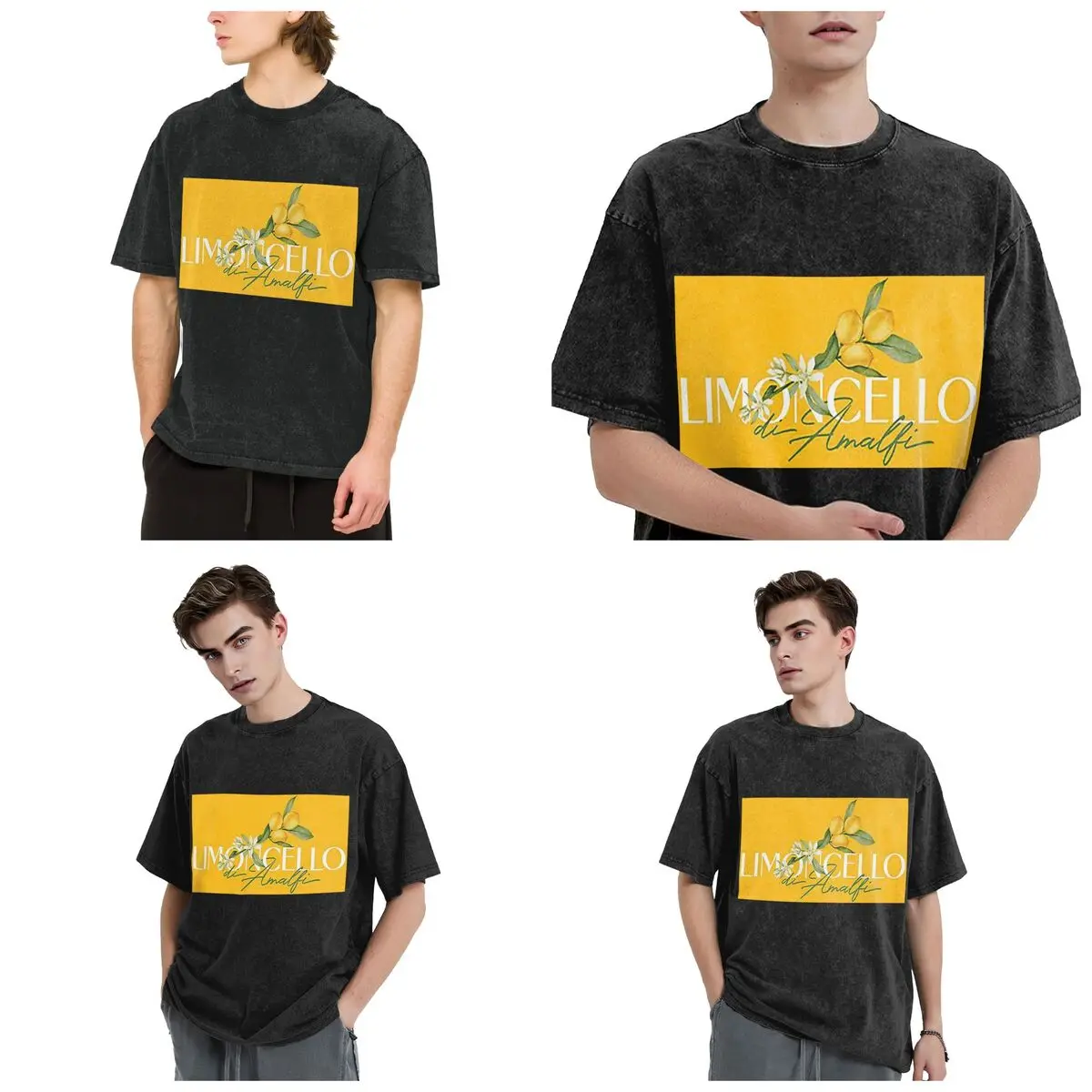 Limoncello Di Amalfi Hip Hop Short Sleeve T-Shirts Washed Tops Tees Streetwear T Shirt Vintage for Men Women