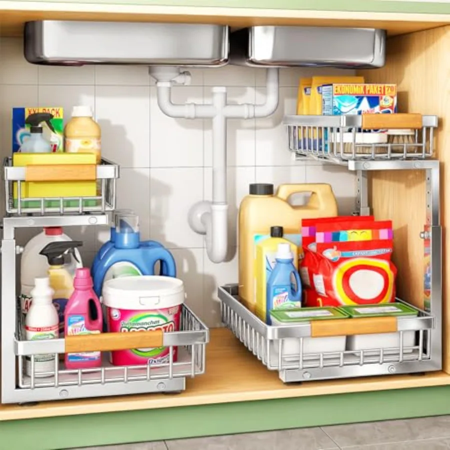 

Органайзер под раковину из нержавеющей стали, многоуровневый, выдвижной, для хранения, выдвижная полка для шкафа, выдвижной ящик