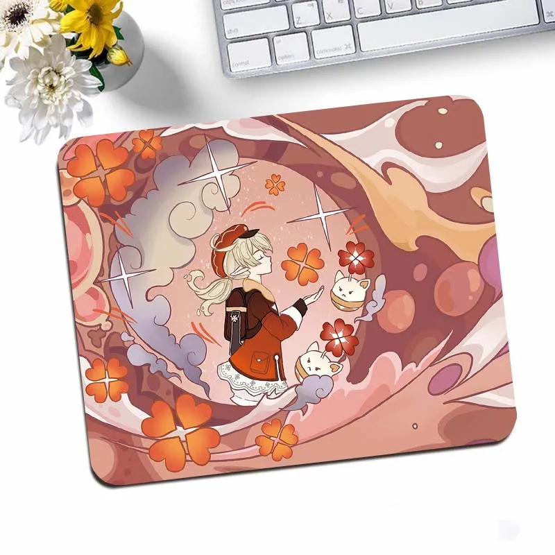 Pc Gamer Genshin Impact Klee Mousepad Glass Mause Pad Computer Desk Mat Kawaii Pad Gaming Accessories Mouse Carpet Cabinet Mats