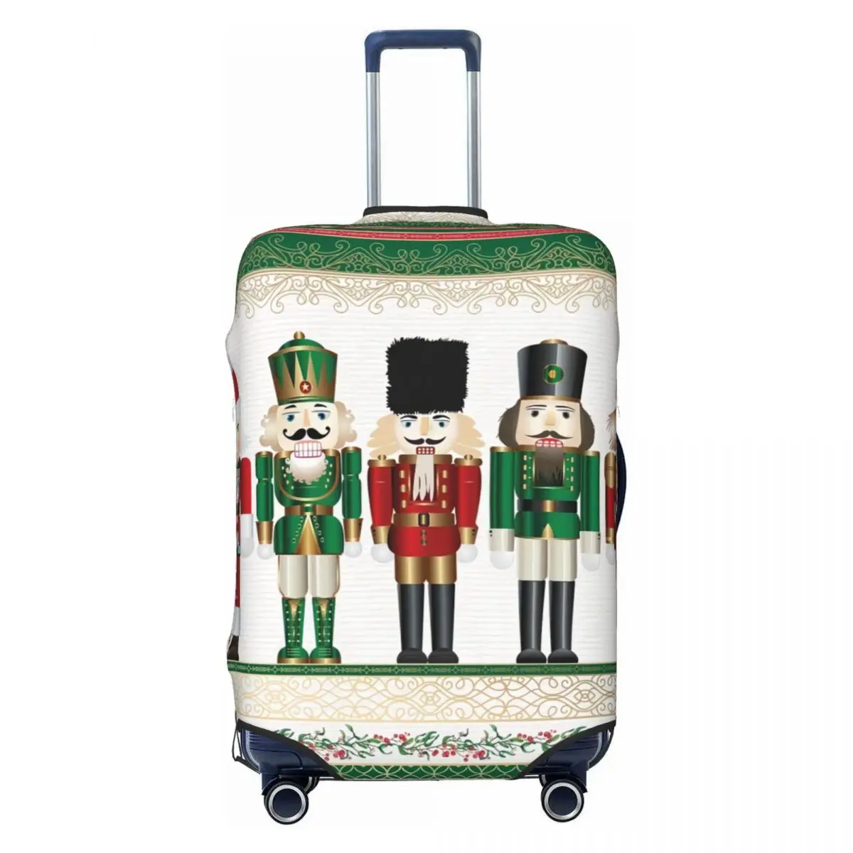 Custom Merry Christmas Nutcrackers Luggage Cover Nutcracker Soldier Doll Gift Suitcase Protector Covers Suit For 18-32 inch