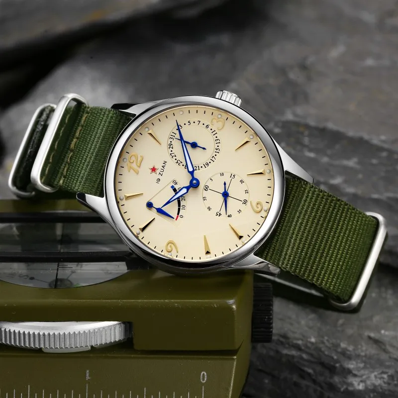 TIME TOKEN 40mm Men's Mechanical Watch 1963 Pilot Style with Seagull ST1780 Movement Air Force Aviation Sapphire Crystal