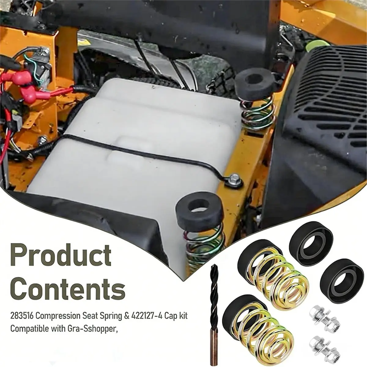 HAPPY EVER 283516 Compression Seat Spring & 422127-4 Cap for Gra-Sshopper, Joh-N Deere ZT1 Mower