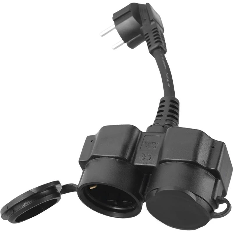  Upgrades Outdoor Power Outlet with  Cover & IP44 Protections Robusts 2 Port Extension for Garden & Humid Conditions