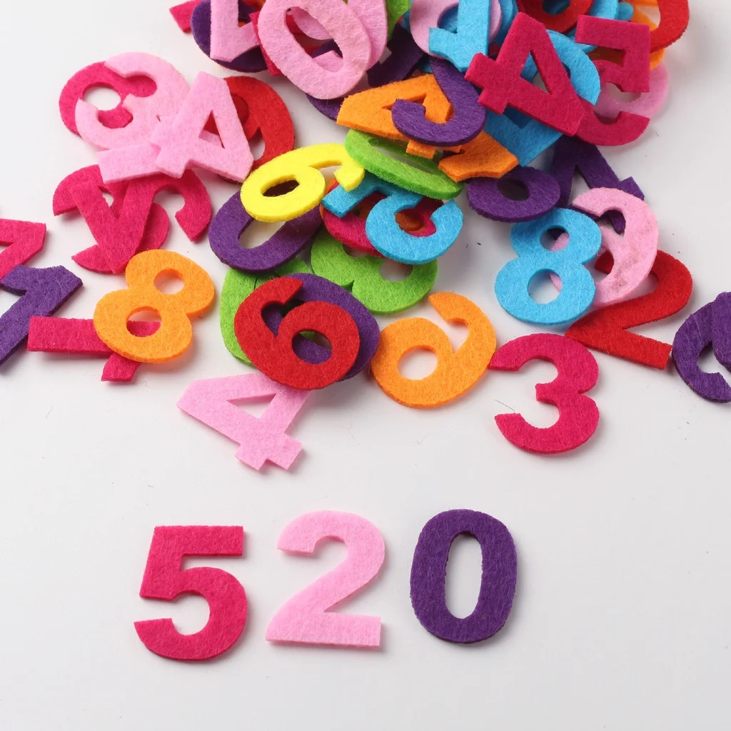 Felt Craft color numbers English letters children\'s diy handmade material pack 100pcs 3D Wall Decoration Kindergarten Layout