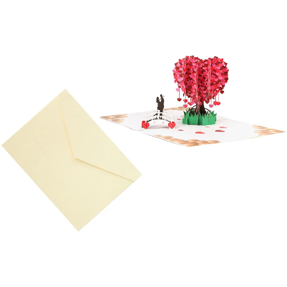 3D Heart Shaped Greeting Thickened Paper Blessing For Valentine'S Day Wedding Party Holiday Gift Message Writable Blank