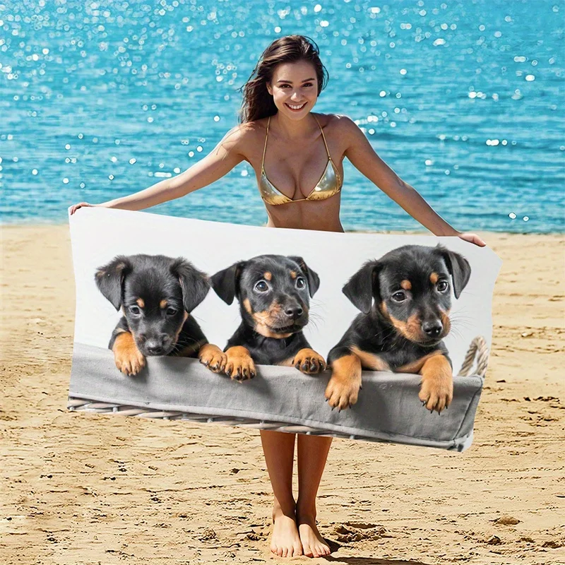 

Beach Towel Puppy Beach Towel Patterned Sunscreen And Windproof Suitable For Swimming Pool Camping Travel Blanket