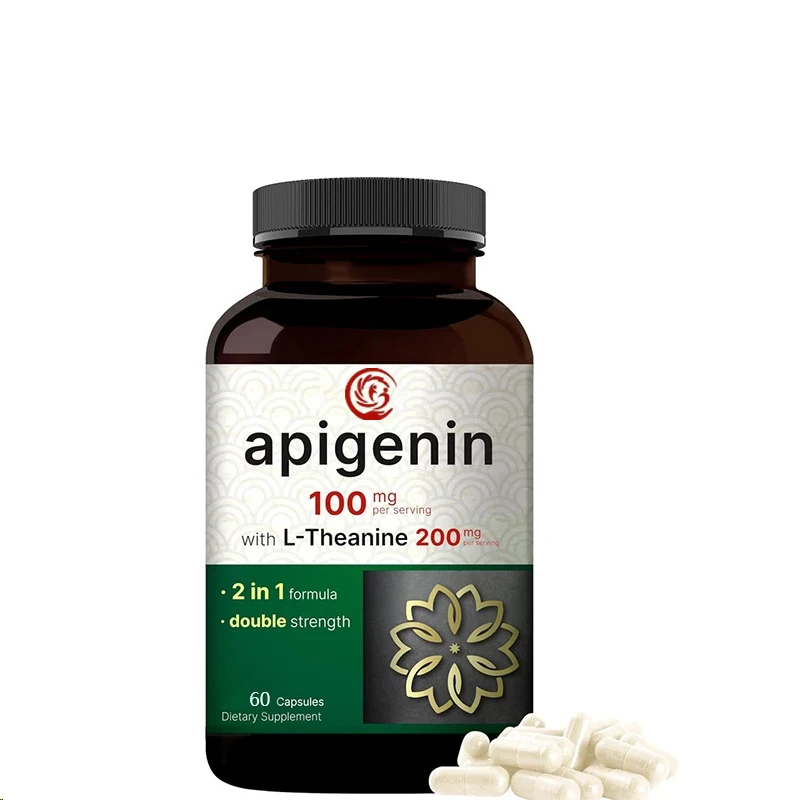 Apigenin 100mg contains L-theanine - super sleep relaxation supplement - antioxidant and amino acid complex