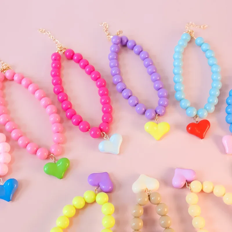 Pet Candy Color Collar Cat Dog Pearl Necklace Colorful Love Silent Necklace Dog Accessories Dog Collar Bow Ties for Dogs