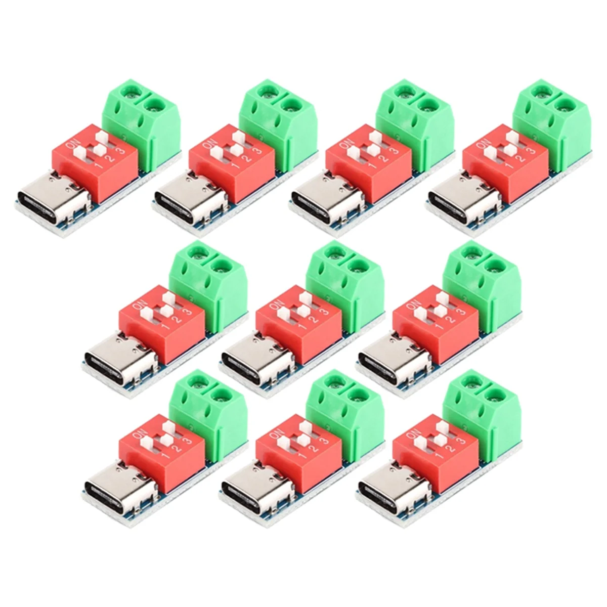 10ชิ้นประเภท C PD QC ทริกเกอร์5V-20V DC ปรับแรงดันไฟฟ้าโมดูลปรับแรงดันไฟฟ้าได้โมดูลล่อชาร์จเร็ว