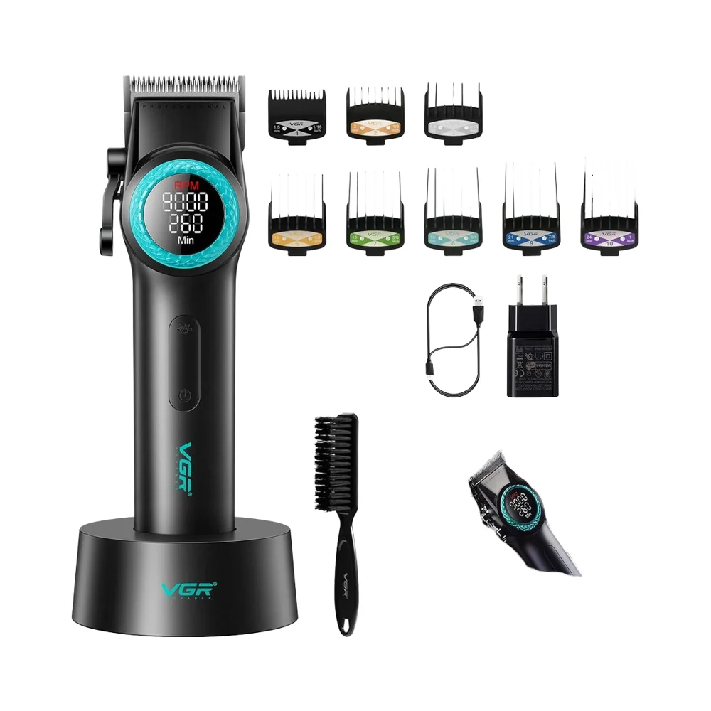 Professional Men Cordless Waterproof Haircut Fader Haircut Scissor Carbon Steel Blade 9000 rpm Light Emitting Diode Display