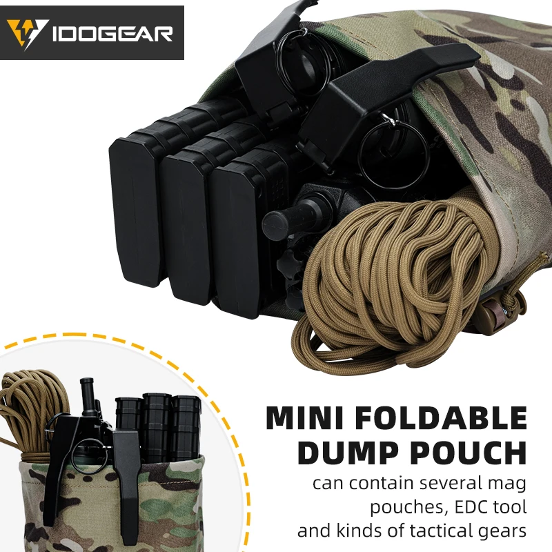 IDOGEAR-Bolsa de reciclaje táctica plegable, MOLLE Drop, duradera, Mini 35116