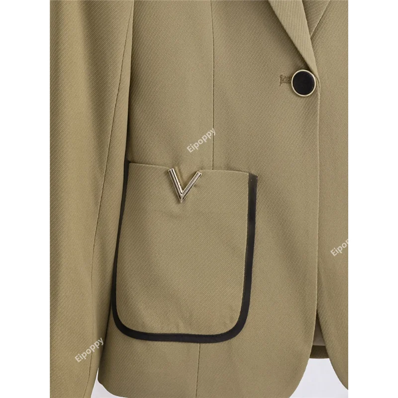 2024 nuovi pantaloni Blazer da donna in 2 pezzi set abiti da lavoro formali abiti Casual da donna con tasca Blazer Slim con bottone singolo