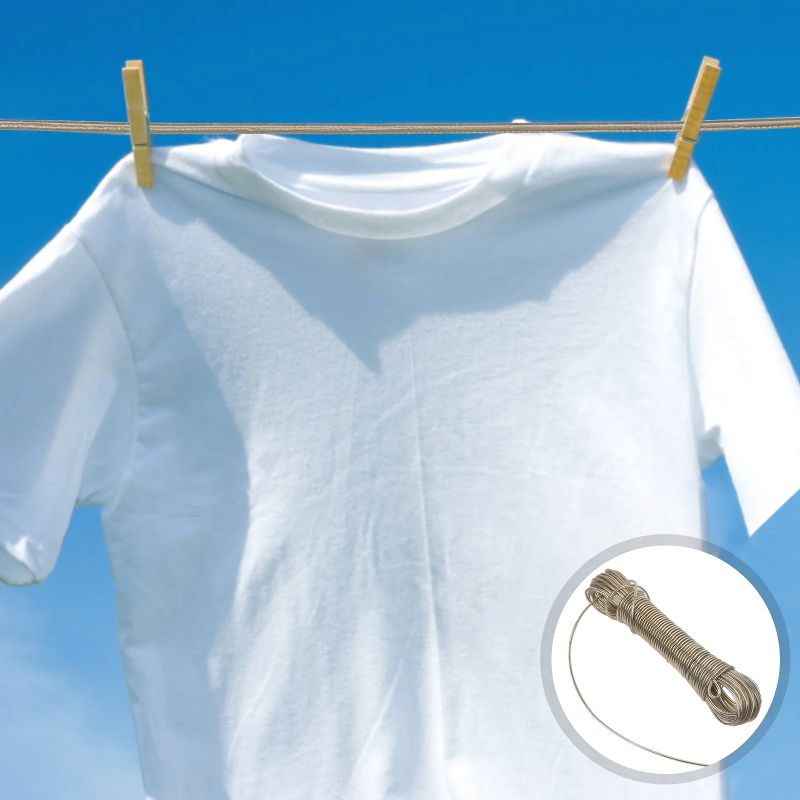

PVC Coated Steel Wire Rope 20m Silver Clothesline Outdoor Indoor Portable Travel Laundry Line Drying Ropes Wash Lines
