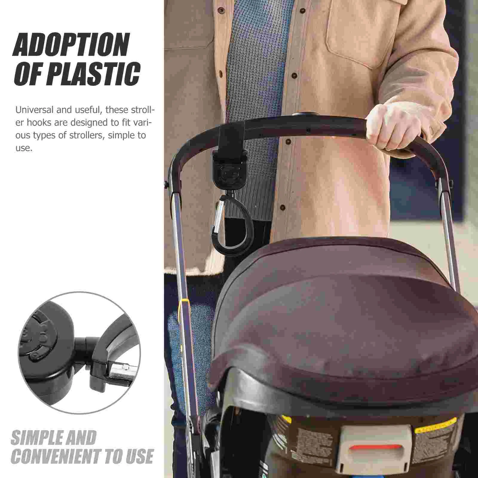 2 Pcs Shopping Cart Stroller Wagon Rotating Hooks Bag Hanging Universal for Organizer Travel