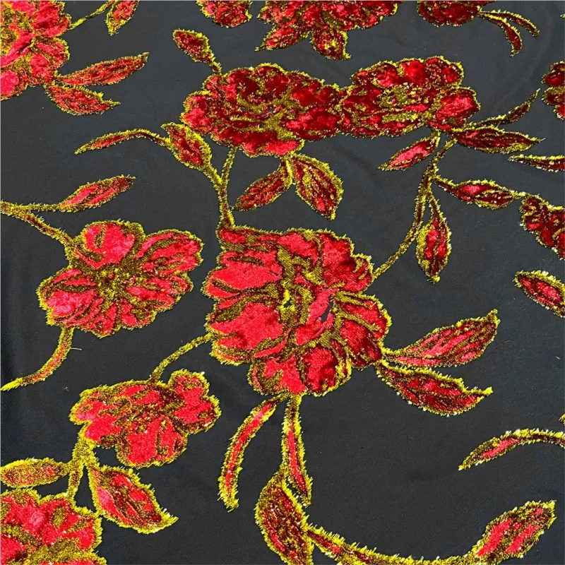 

High-end custom-made dress and cheongsam made of woven velvet brocade jacquard viscose fabric