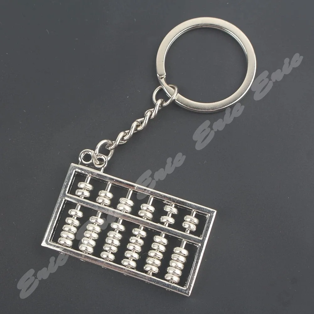 Abacus 6/8 File Silver Tone Creative Zinc Alloy Key Bag Chain Creative Gift Key Ring Maths Mathematics Mini Calculator