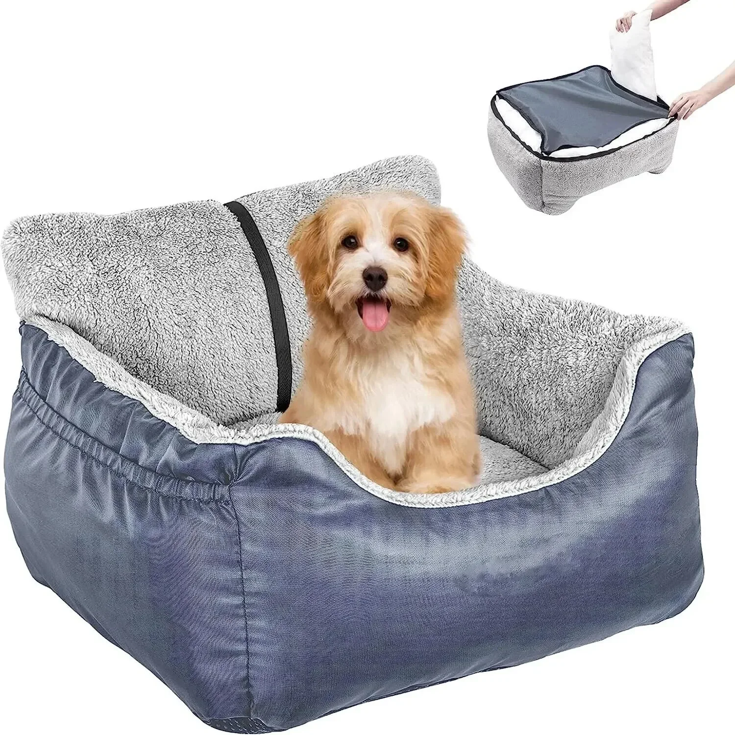 Washable Car Seat for Large and Medium Dogs, Booster, Pet Car Seat, Detachable Dog Bed for Car Back Seat, Pet Travel Carrier Bed