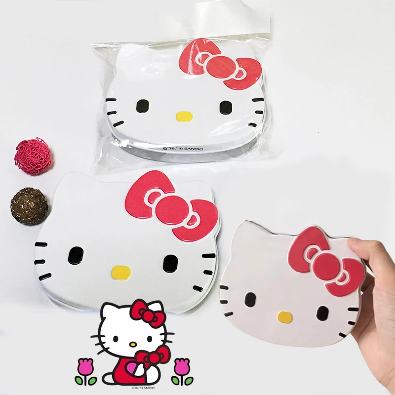 Sanrio Hello Kitty Kotak Tinplate Kotak Penyimpanan Kucing Kt Logam Lucu Perhiasan Kartu Permen Stiker Timah Organizer Kaleng Hadiah dengan Bantalan Memo