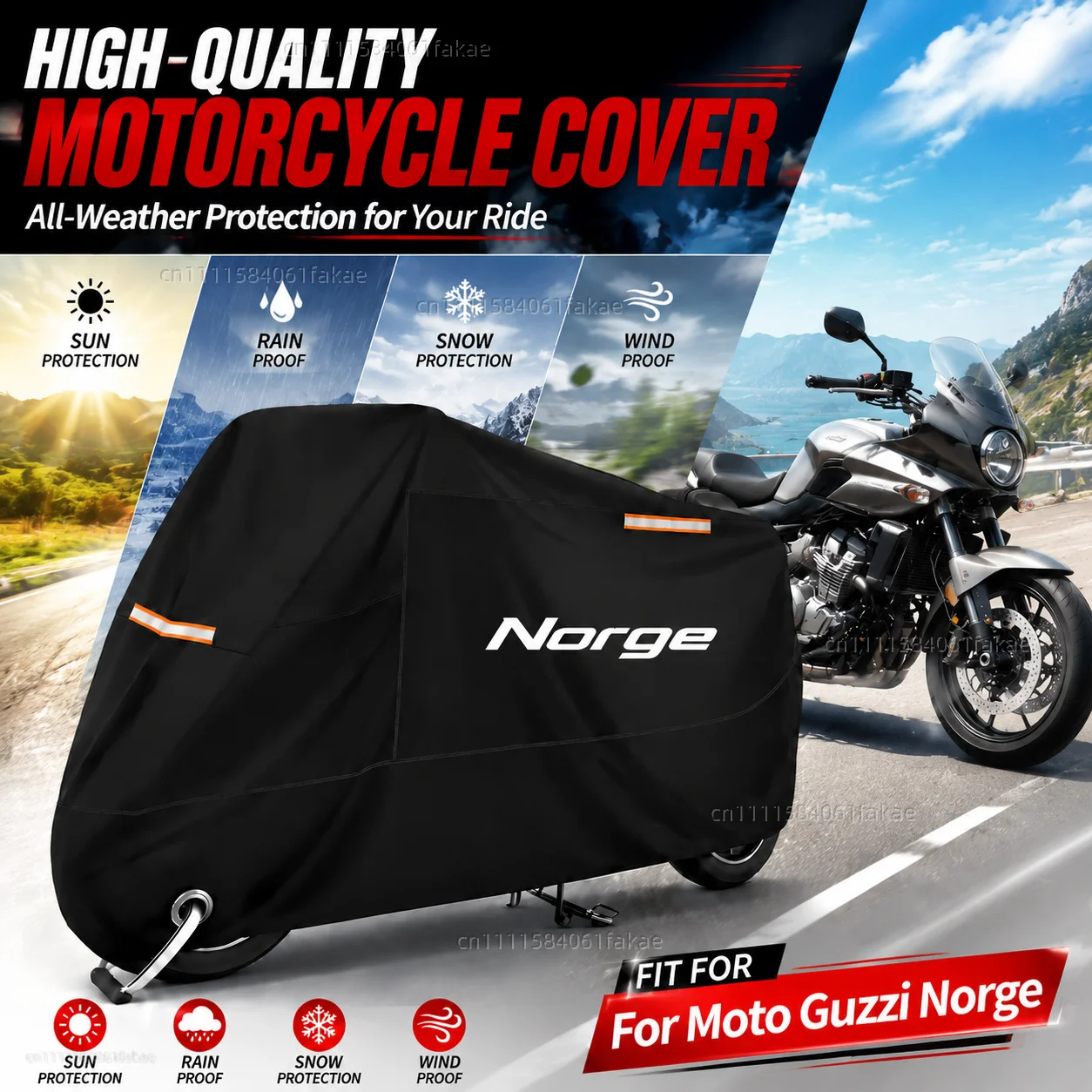 Motorcycle Cover Waterproof Outdoor All Season Dustproof UV Protective Moto Scooter Rain Cover For Moto Guzzi Norge 2006-2016