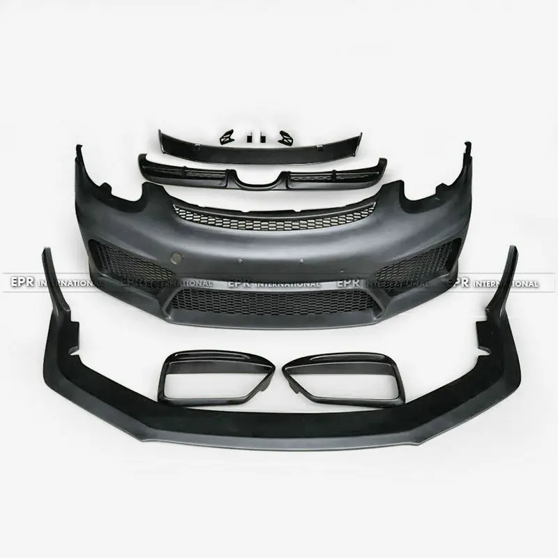 المصد الأمامي طراز Porsche 981 Cayman GT4 3 قطع (مع الشفة الأمامية وغطاء خفيف الضباب) [مصد الشفة الأمامية Porsche 981]