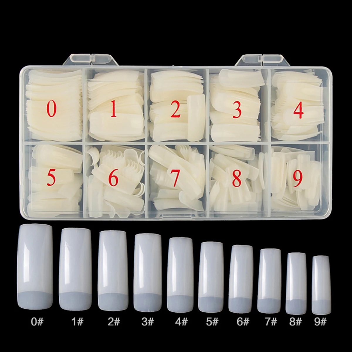 

500pcs 10 Sizes Artificial Nails Natural False Tip Women Manicure DIY Home Use Strong Pliable Fit Most Types Fake Nails