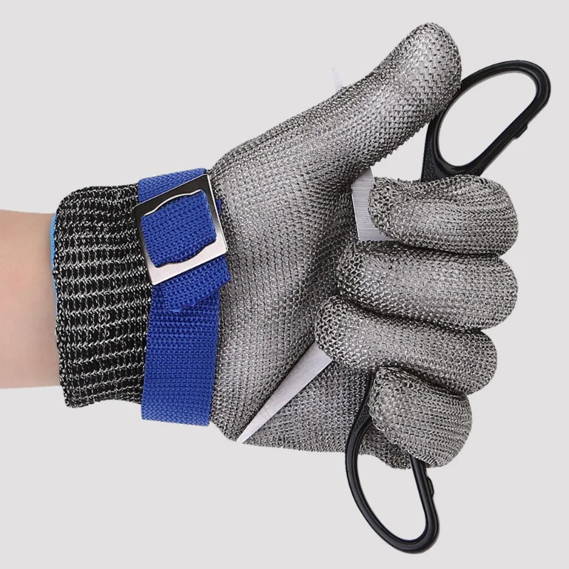 1PC Stainless Steel Grade 5 Steel Wire PE Steel Ring Iron Gloves Wearing Left Right Mountain Outdoors Tool