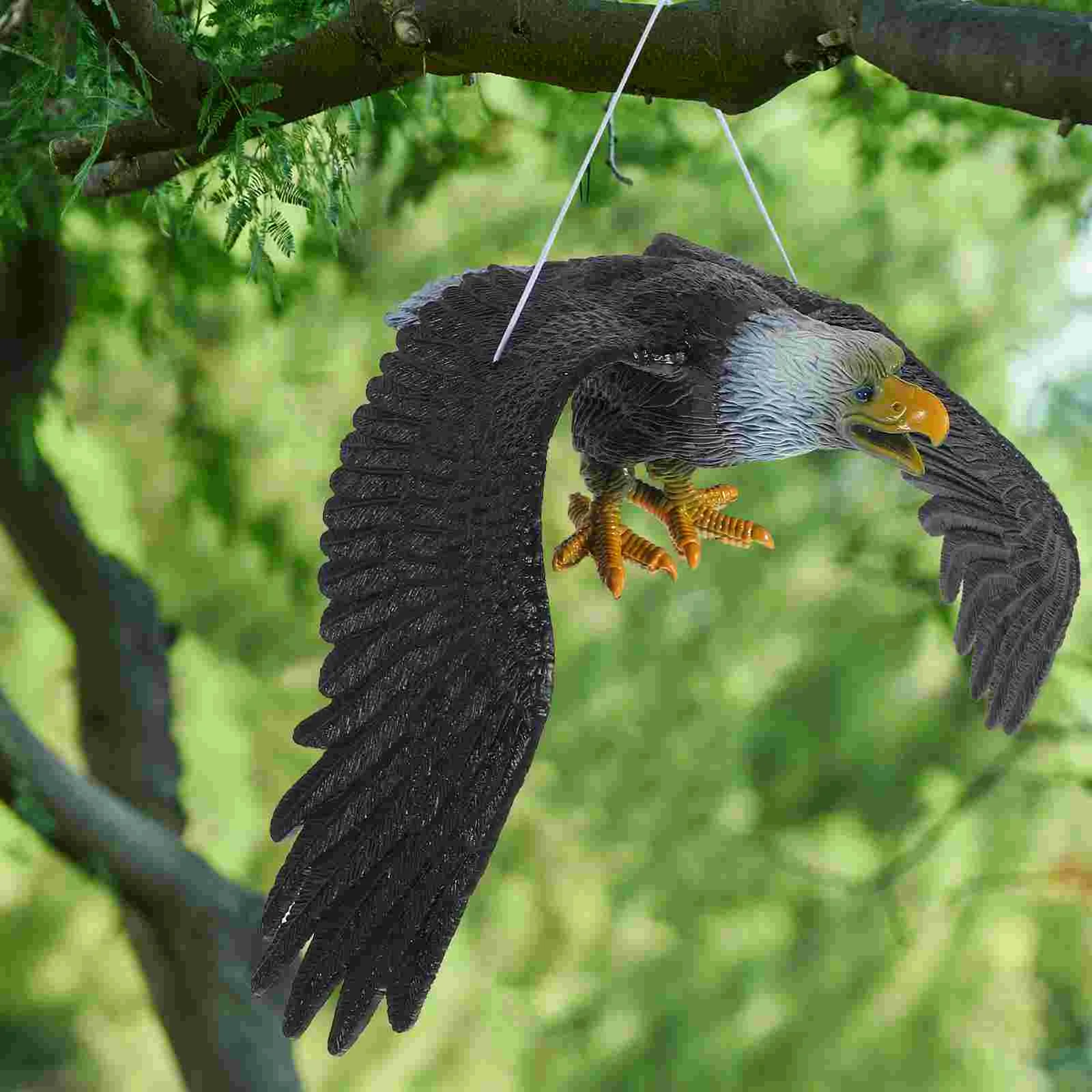 Vivid Flying Outdoor Decor Hawk Pigeon Decoy Jardín Cuervo Patio Espantapájaros con gancho y alambre Jardín