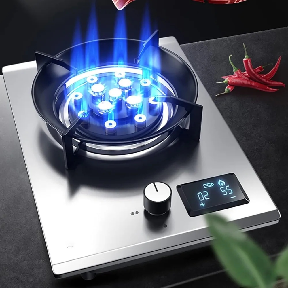 Burner Gas Cooker Gas hob Built-in Gas Hob, Home Kitchen Gas Stove ，13-Cavity Blaze Burner， 8000W, Intelligent Timing, Battery D