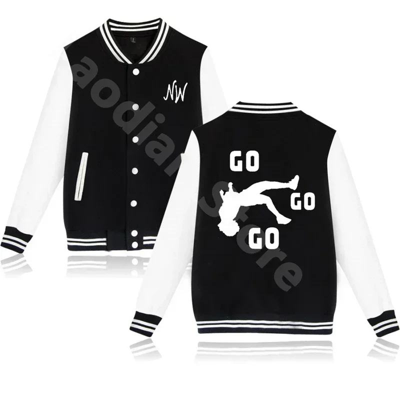 Nidal Wonder Baseball Jacket GO GO GO logo Clothes Streetwear Longsleeve Casual Fashion Baseball Uniform Women Men Jackets