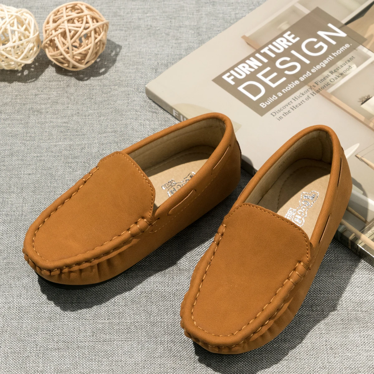 Meckior Neue Kinderschuhe Jungen Mädchen Kleid Schuhe Atmungsaktiv Braun 4 Jahreszeiten Casual Kinder Jungen Mädchen Flache Lederschuhe Mokassins