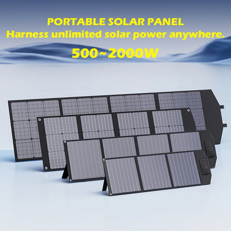 2000W 18V Foldable Solar Panel Kits Complete Camping Solar Power Station Portable Generator Charger for Car Boat Caravan Camp