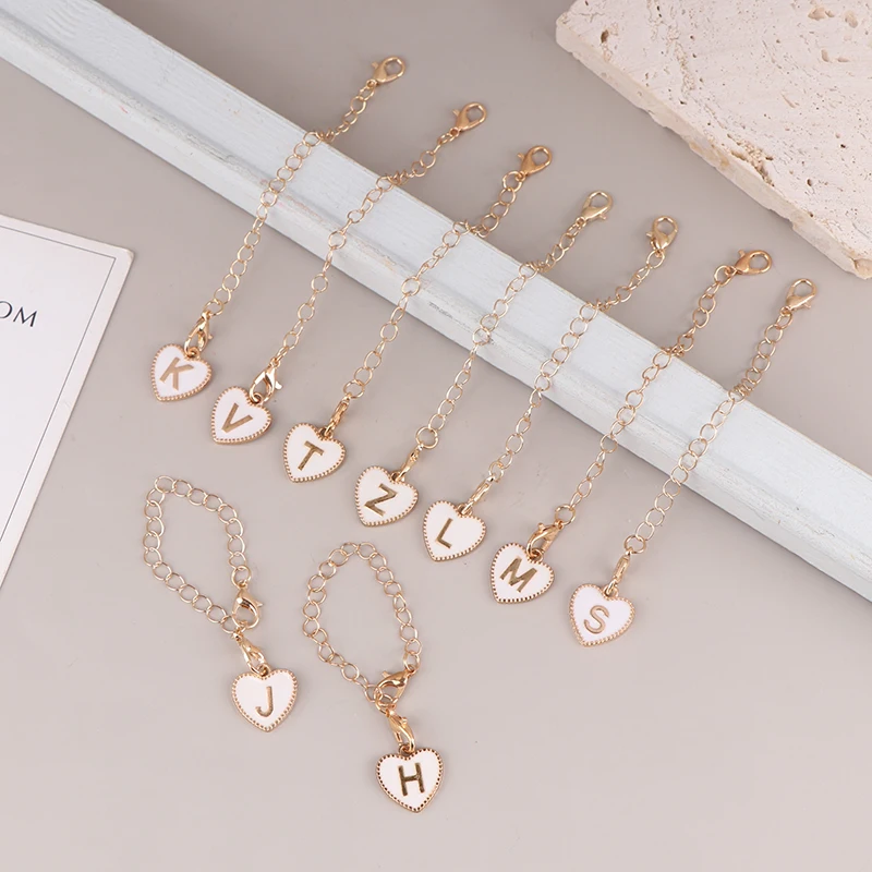 1Pc Letter A-Z Charm Accessories Personalized Name ID Heart Shaped Handle Initial Charms Tag For Cup Tumbler