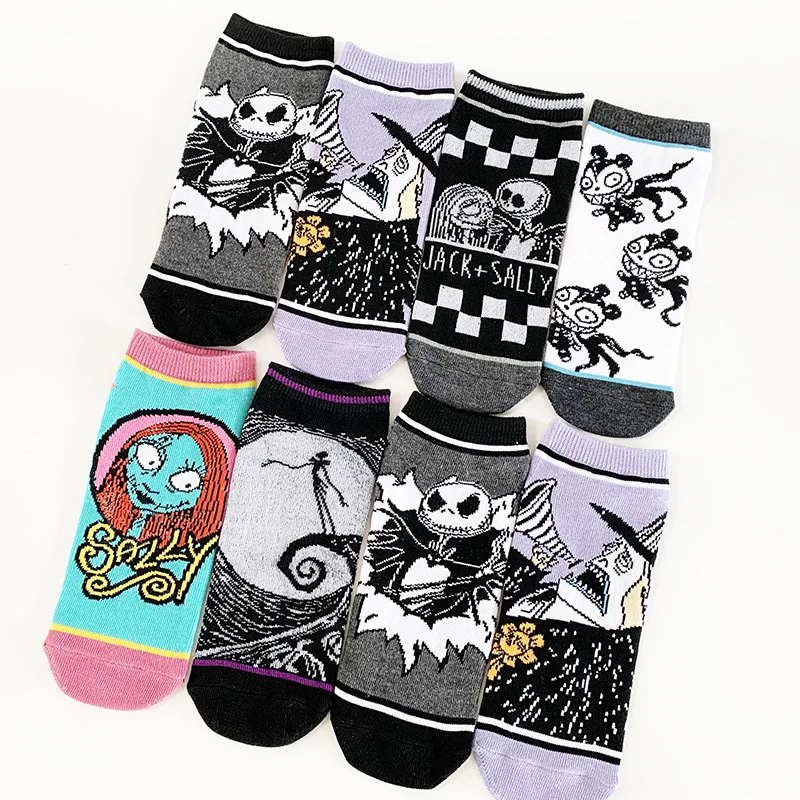 Disney Short Socks Anime The Nightmare Before Christmas Men\'s Women Boat Socks Cartoon Boys Girls Personality Cotton Socks