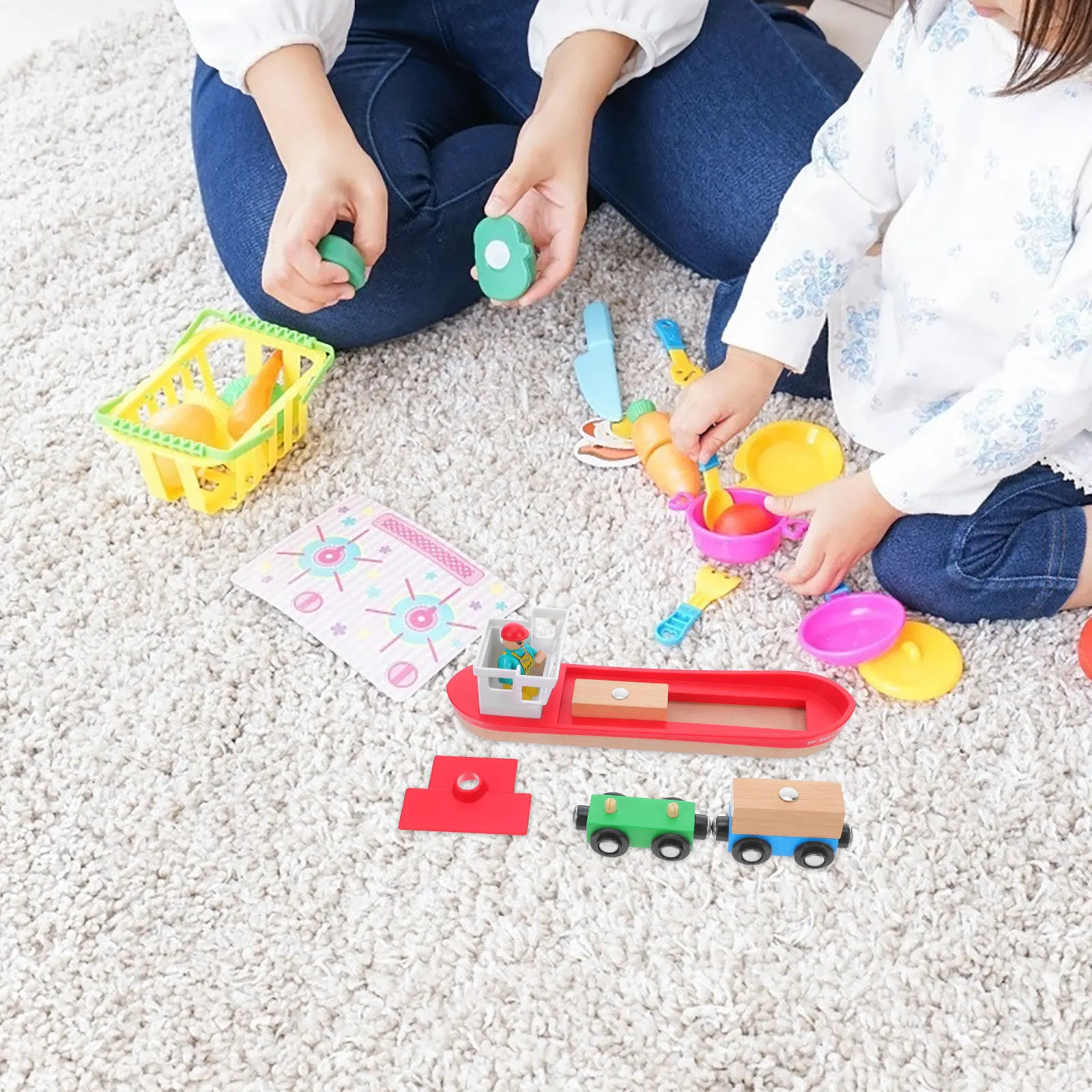 

1 комплект, набор деревянных гусеничных лодок, расширяемый макет, детская тема океана, игра, прочная деревянная мастерство, поезд, сцена, корабль, аксессуар для