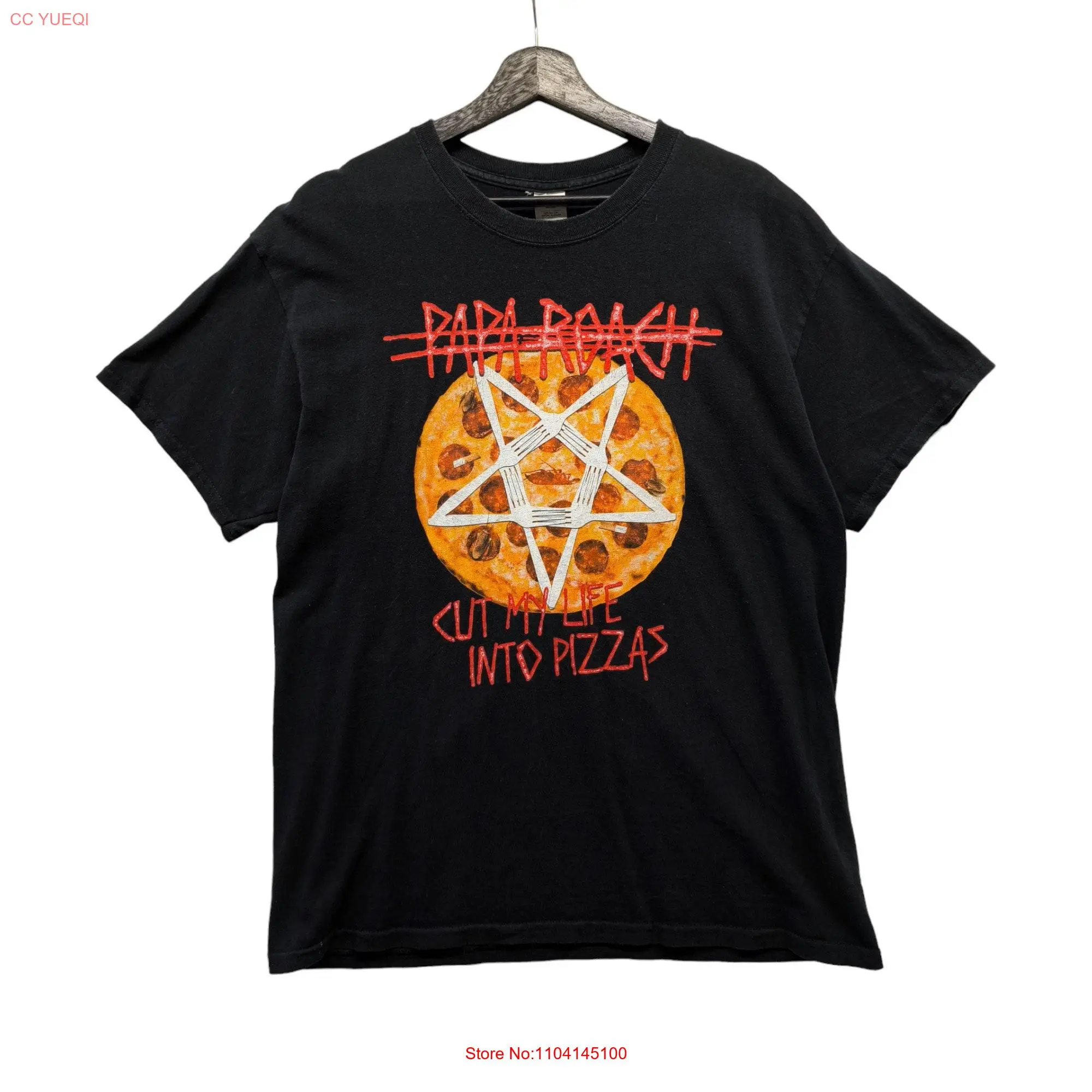 Papa Roach Cut My Life Into Pizzas This Is Plastic Fork Last Resort Rock Band T Shirt Double Sided L