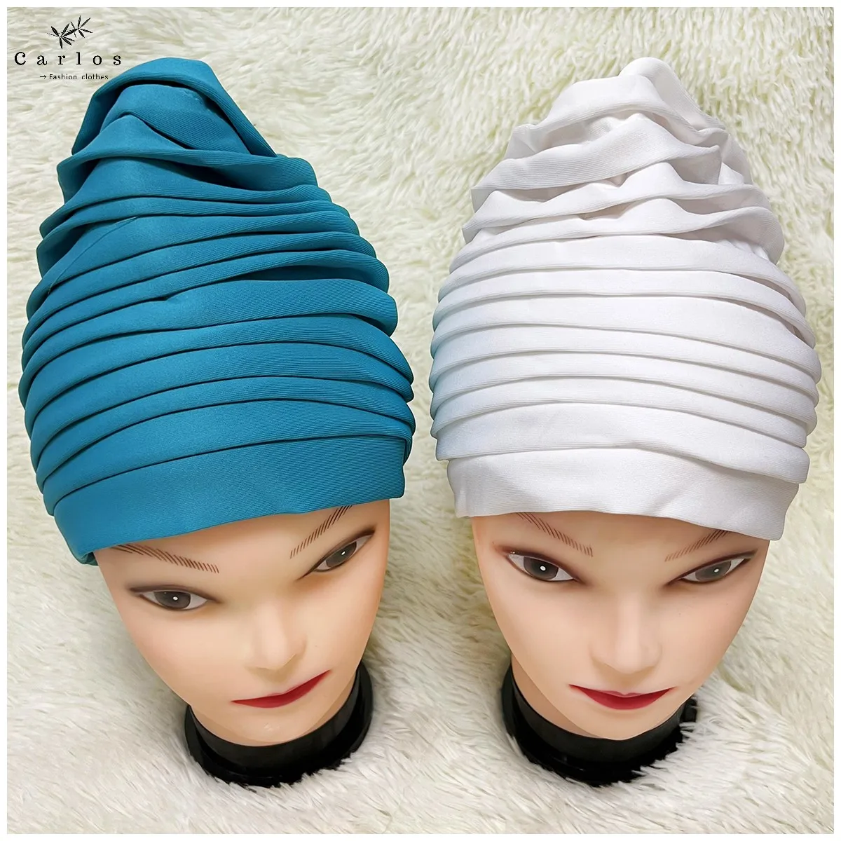 Imagem -05 - Dúzia Mais Novo Elegante Turbante Chapéus Feminino Boné Frisado para a Índia Scarfs Cabeça Envoltório Bandana Acessórios para o Cabelo da Menina Senhora de Alta Qualidade 1