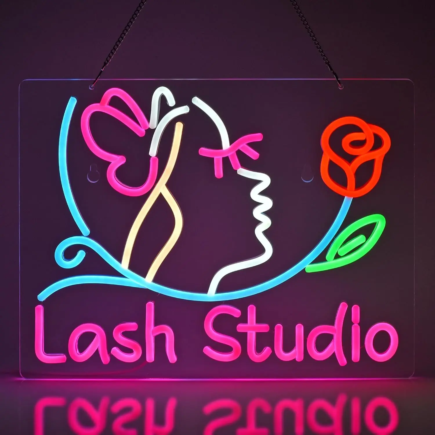 Lash Studio LED Neon Light USB Powered, With Dimmer, Adjustable Brightness, Perfect for Beauty Salons, Makeup Rooms, Salon Decor