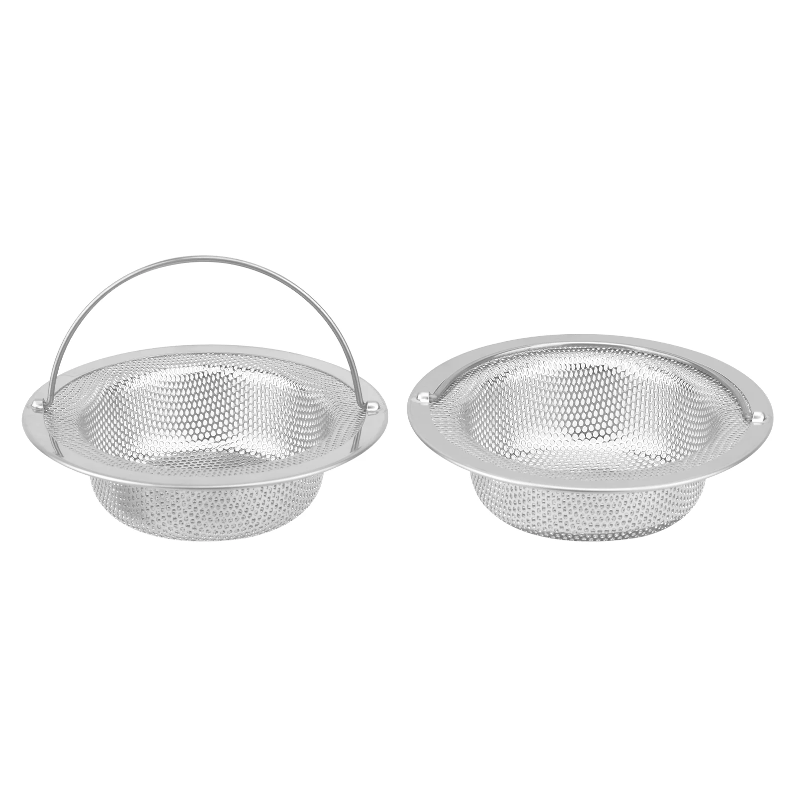 2pcs Stainless Steel Flexible Basket Kitchen Bathroom With Handle Dishwasher Safe RustTraps Food Debris Sink Strainer