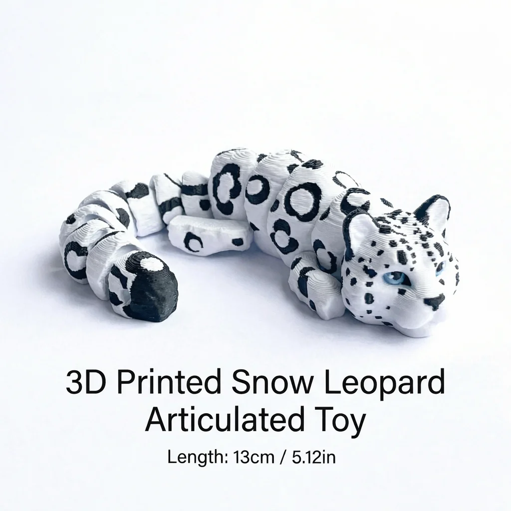 1/2/4 Peças - Estatueta de Leopardo-das-neves Articulada Impressa em 3D, Modelo Animal com Articulações Móveis, Brinquedo Antiestresse, Decoração de Mesa para Interiores e Exteriores, Presente para Casamento, Aniversár