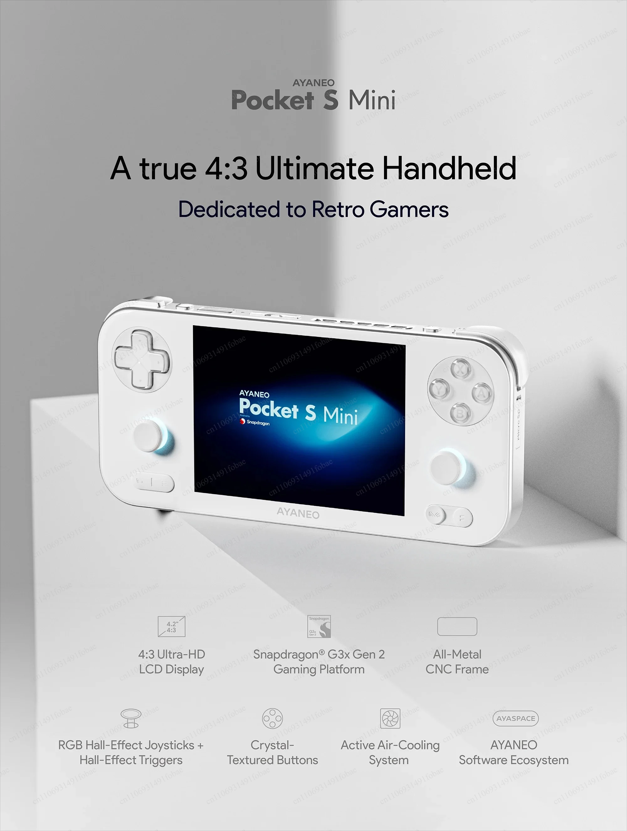 AYANEO Pocket S Mini Retro Handheld Game Console, 4.2" 4:3 LCD 1280x960 Screen, G3x Gen 2,  Android 14 Gaming Tablet - view 5