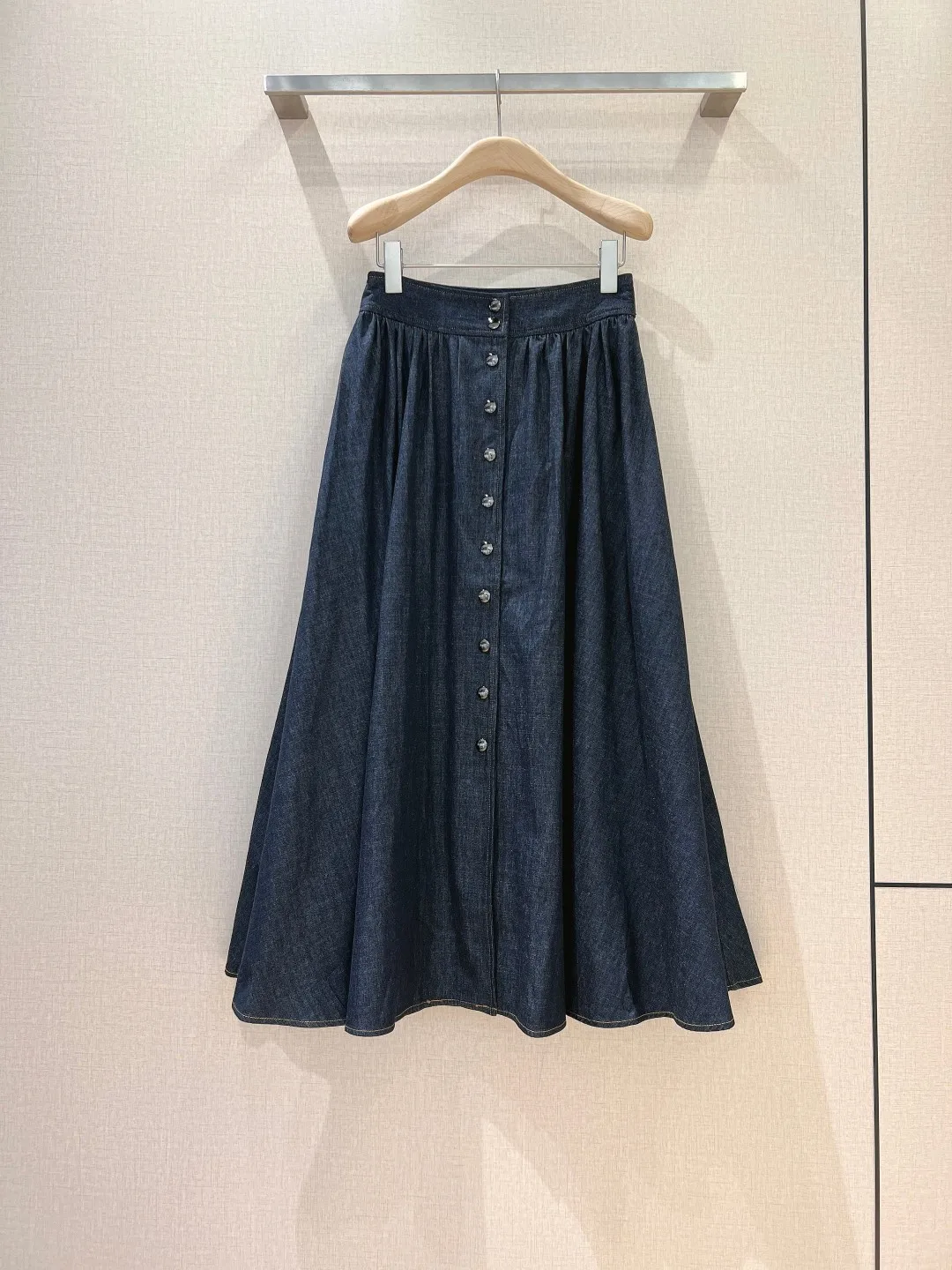 2024 Summer and Autumn New Women's Clothing Grey blue washed cotton denim half skirt 0808