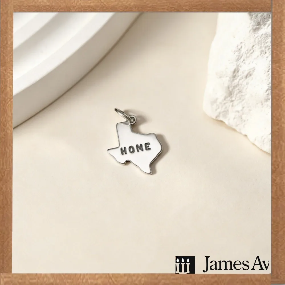 Silver‑Tone Texas Map HOME Letter Dangle Charm Pendant USA State Shape Bead With Jump Ring Fit Snake Chain Bracelet Necklace