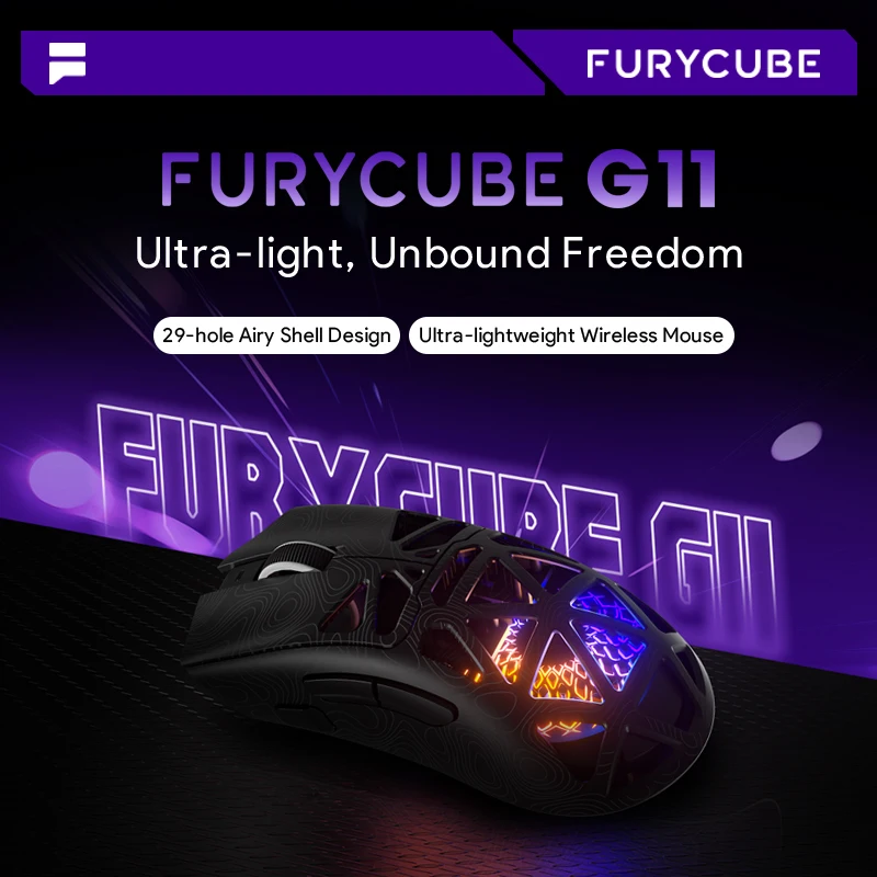 2026-furycube-g11-ワイヤレスゲーミングマウス-トライモード-bluetooth-24g-paw3311-軽量-29穴中空設計-rgb照明-pc用