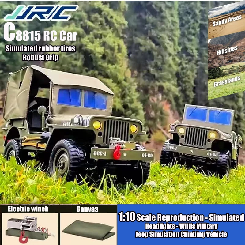 

2025 New C8815 1/10 WILLYS Rc Car 1941 4WD RTR Military Offroad Climbing Simulation Truck Toy Gift Transport Vehicle 4WD Car