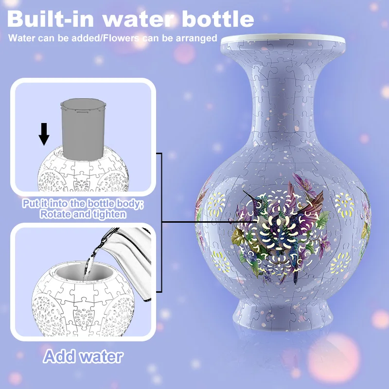 Большая ваза для цветов, 3D головоломка, водонепроницаемая ваза со светодиодной подсветкой, креативная трехмерная ваза для букета цветов «сделай сам», головоломка, домашний декор, подарок