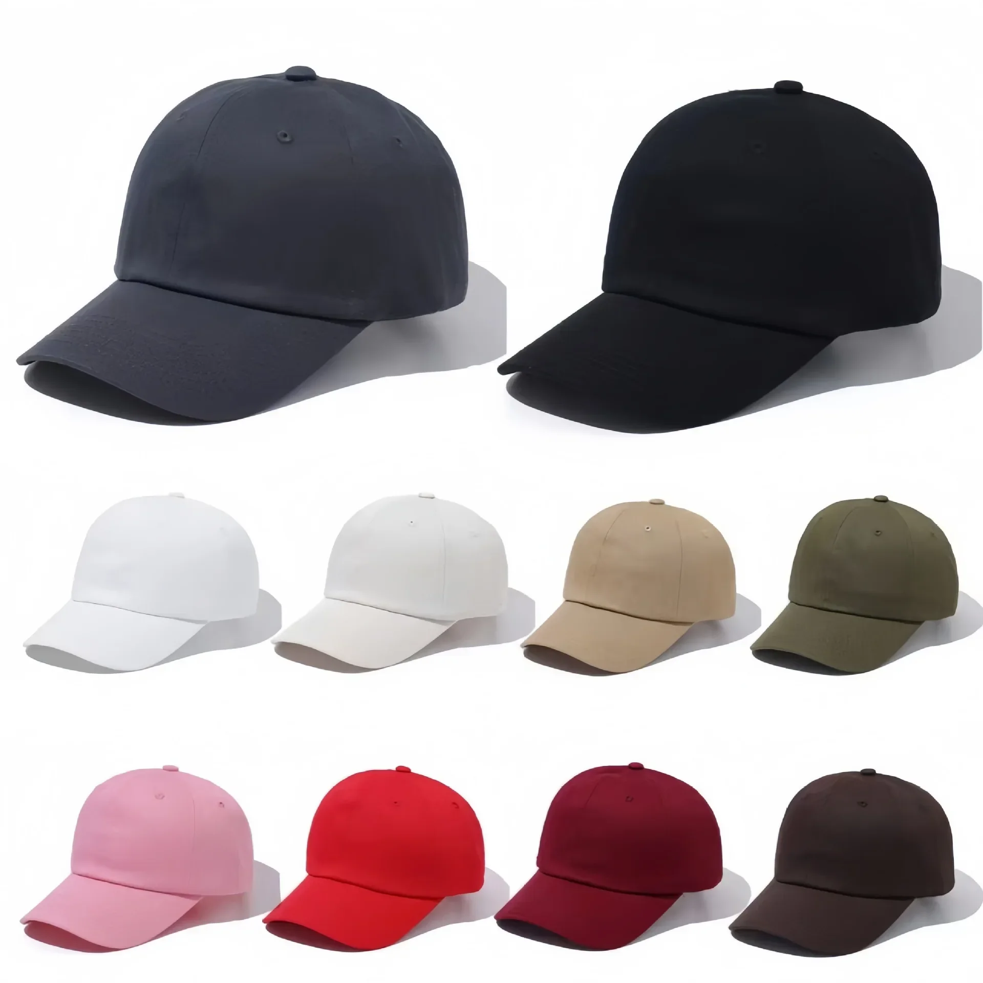 High-end solid-color pure cotton baseball cap, glossy outdoor baseball cap, Korean-style men's versatile sunshade and simple hat